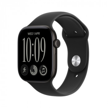 Apple Watch Series 12 GPS 46 mm caixa de alumínio preto com pulseira desportiva preta – S/M