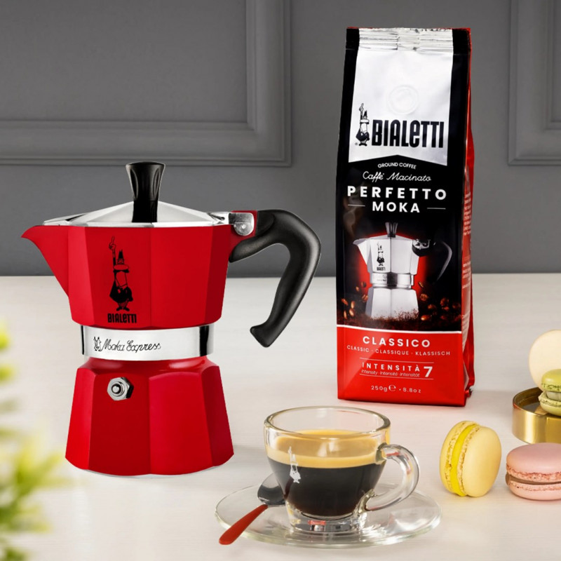 Bialetti Candyland Moka Express 3TZ Cafeteira manual, 150 ml, vermelho