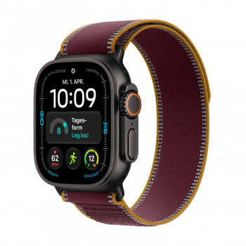 Apple Watch Ultra 4 GPS + Cellular 49 mm caixa de titânio preto com Trail Loop Borgonha – S/M