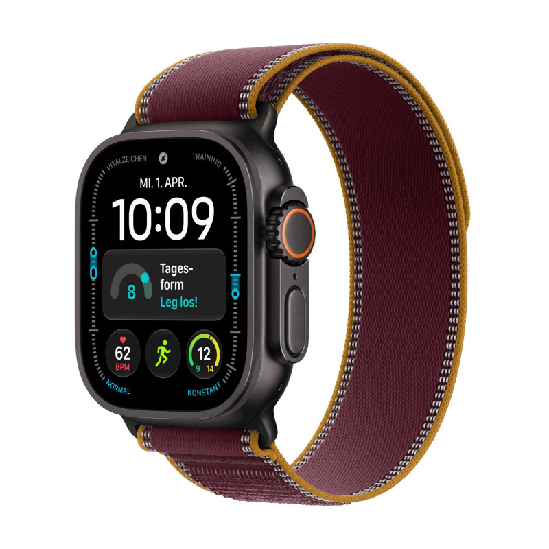 Apple Watch Ultra 4 GPS + Cellular 49 mm caixa de titânio preto com Trail Loop Borgonha – S/M