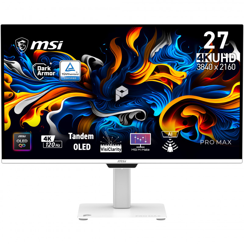 MSI PRO MAX 271UPXW12G Monitor 26,5 polegadas 4K UHD QD-OLED 120 Hz