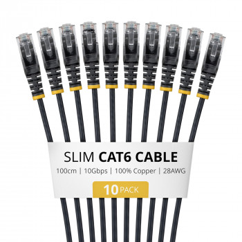 StarTech.com cabo de rede Slim Cat6 U/UTP RJ45, 1 m, preto, pack de 10