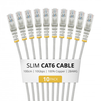 StarTech.com cabo de rede Slim Cat6 U/UTP RJ45, 1 m, cinzento, pack de 10