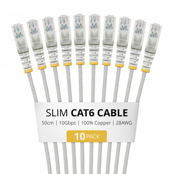 StarTech.com cabo de rede Slim Cat6 U/UTP RJ45, 0,5 m, cinzento, pack de 10