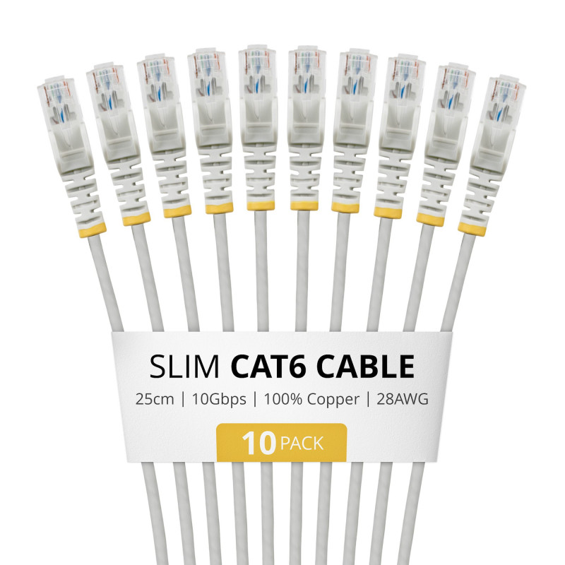 StarTech.com cabo de rede Slim Cat6 U/UTP RJ45, 0,25 m, cinzento, pack de 10