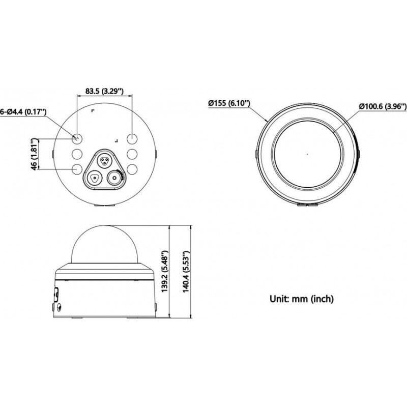Câmara IP dome Hikvision DS-2CD2746G3-IPTRZSY 4 MP, 2,8-12 mm, preta