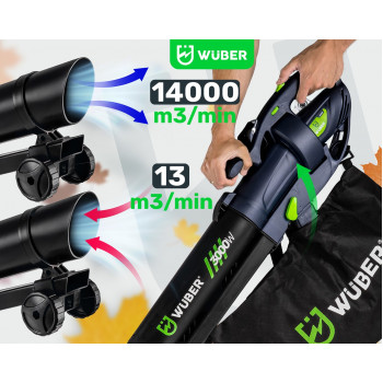 Soprador de folhas elétrico com triturador Wuber W43420, 3000 W, 10:1