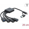 Delock Hub USB 4 portas 5 Gbps com ficha USB Type-C™ ou USB Type-A para 2 x conector fêmea USB Type-A + 2 x conector fêmea USB Type-C™ - 25 cm (64375)
