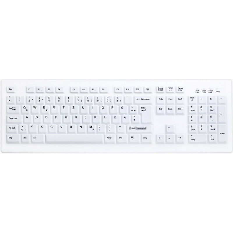 Active Key AK-C8100 Teclado higiénico sem fios, selado, Layout suíço (QWERTZ), Branco