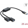 Delock Hub USB 2 portas 5 Gbps Type-A com ficha USB Type-A 25 cm (64374)