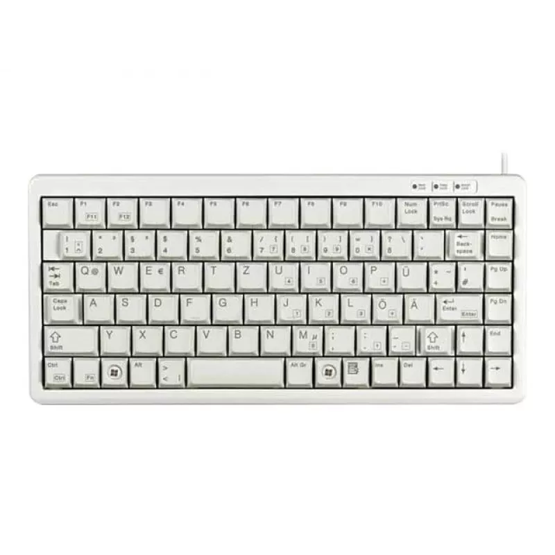 Cherry Slim Line G84-4100 teclado compacto, PS/2 + USB, 83 teclas, layout alemão (QWERTZ), cinzento-claro