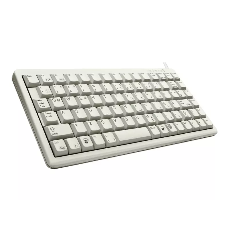 Cherry Slim Line G84-4100 teclado compacto, PS/2 + USB, 83 teclas, layout alemão (QWERTZ), cinzento-claro
