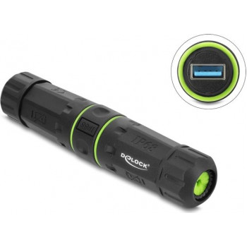 Delock conector de cabo USB 5 Gbps Type-A fêmea para USB 5 Gbps Type-A fêmea com rosca M20 x 1,5 mm IP68 à prova de pó e água (91842)