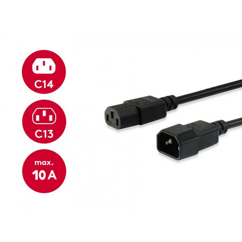 Equip cabo de alimentação IEC C13 para IEC C14, 1,5 m, preto