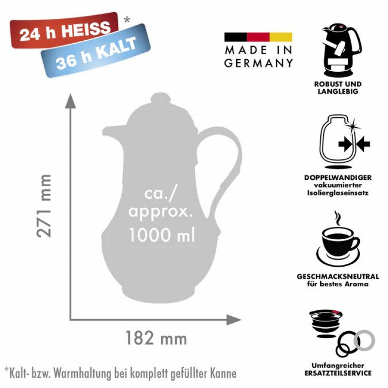 ROTPUNKT garrafa térmica 230/IV, 1,0 l, marfim (Ecru)