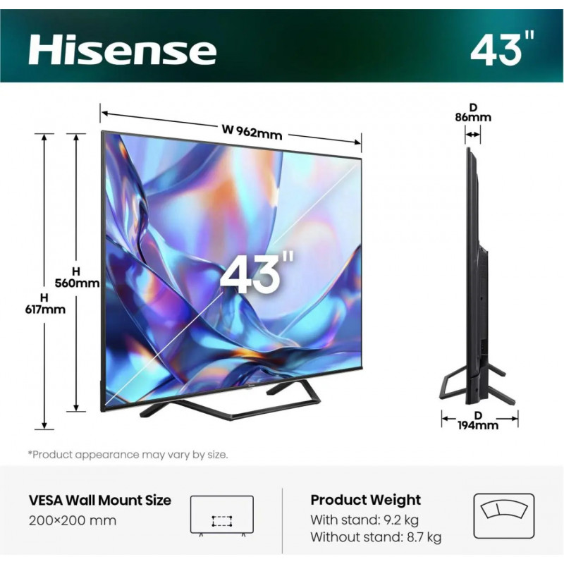 Televisor Hisense 43A7S 43