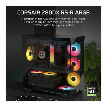 Caixa de computador Micro-ATX Corsair 2800X RS-R ARGB com vidro panorâmico, preto