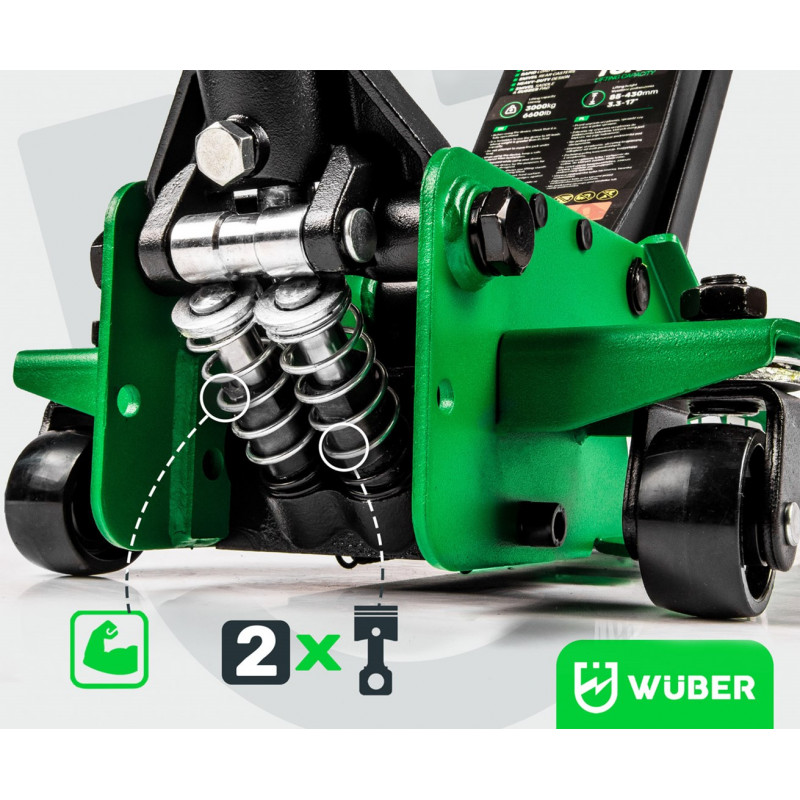 Macaco hidráulico plano WUBER W22022 3T, 85-430 mm
