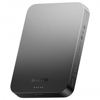 Powerbank sem fios ultra-fina magnética SHARGE AeroMag Air 10000mAh, 15W Qi2, 30W USB-C, preto
