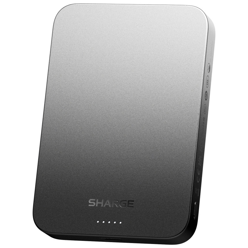 Powerbank sem fios ultra-fina magnética SHARGE AeroMag Air 10000mAh, 15W Qi2, 30W USB-C, preto