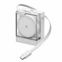 Carregador GaN retrátil SHARGE 65, 65W, 2x USB-C, cabo USB-C integrado – branco