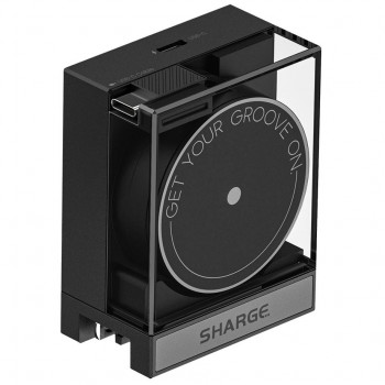 Carregador GaN retrátil SHARGE 65, 65 W, 2x USB-C, cabo USB-C integrado, preto