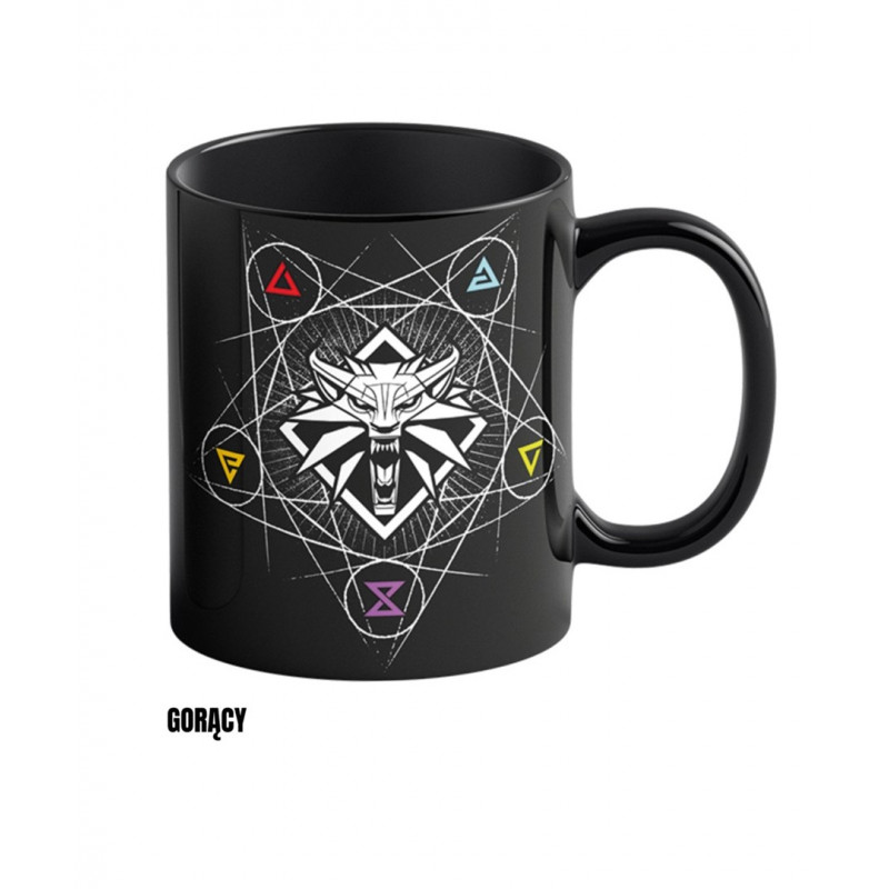 Caneca CENEGA PUBLISHING Good Loot The Witcher 3 Art Heat Reveal - Witcher Signs 480 ml preta