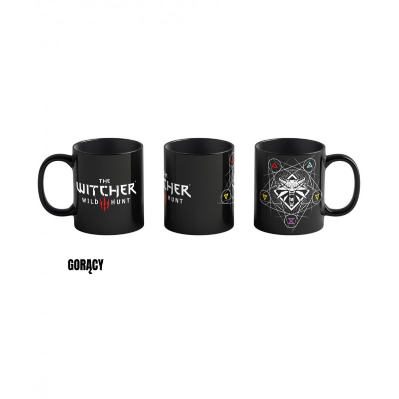 Caneca CENEGA PUBLISHING Good Loot The Witcher 3 Art Heat Reveal - Witcher Signs 480 ml preta