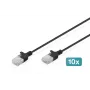 DIGITUS Cabo de rede Cat6 U/UTP Patch Slim RJ45, 0,3 m, preto, LSZH, pack de 10