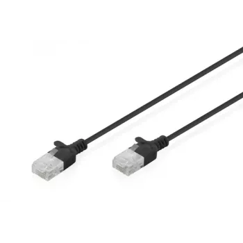 DIGITUS Cabo de rede Cat6 U/UTP Patch Slim RJ45, 0,3 m, preto, LSZH