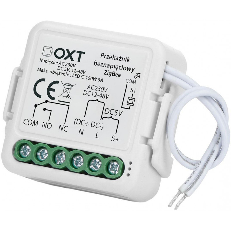 OXT T250DC Módulo de relé Mini ZigBee Tuya, contacto seco, AC 230 V / DC 5 V / 12-48 V