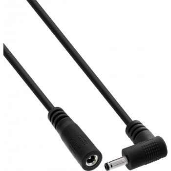 Cabo de extensão DC InLine®, ficha angular, 3,5 x 1,35 mm, preto, 0,5 m