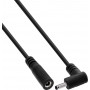 Cabo de extensão DC InLine®, ficha angular, 3,5 x 1,35 mm, preto, 0,5 m