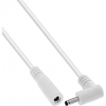 Cabo de extensão DC InLine®, ficha angular, 3,5 x 1,35 mm, branco, 0,5 m