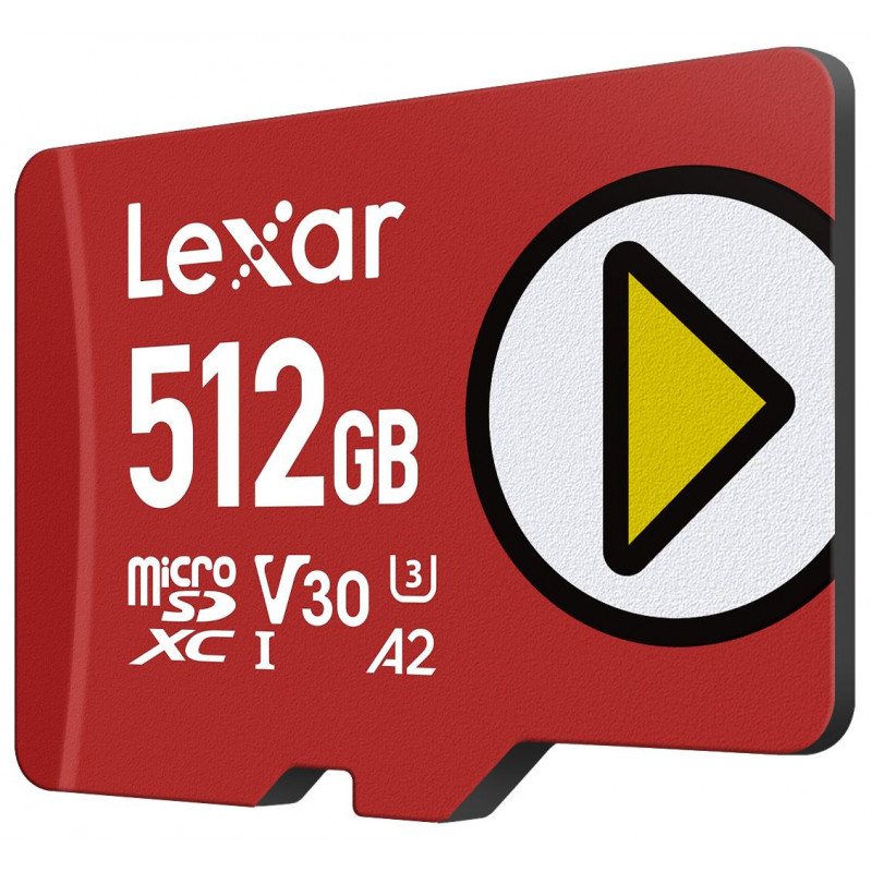 Lexar PLAY 512GB microSDXC Cartão de memória UHS-I, U3, V30, A2, até 205 MB/s, com adaptador SD