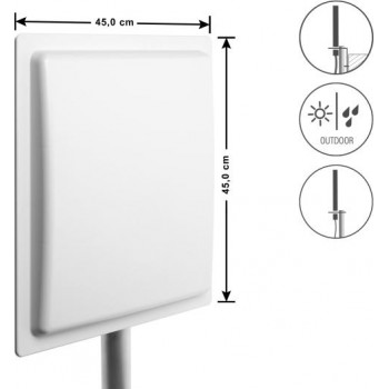 Navilock antena de navegação aérea, conector fêmea N, 13 dBi, antena direcional, montagem em parede/mastro, exterior, branco (60771)