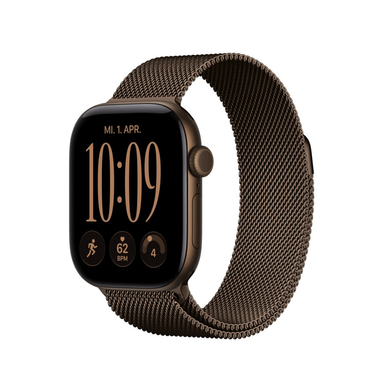 Apple Watch Series 12 GPS + Cellular 42mm caixa de alumínio bronze escuro com Milanese Loop bronze escuro
