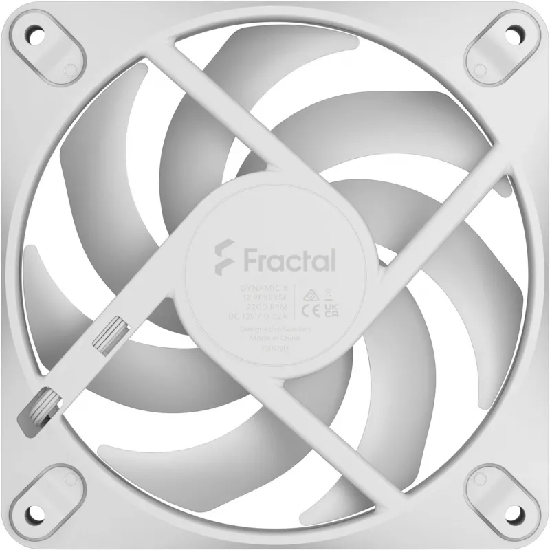 Ventoinha de caixa Fractal Design Dynamic 3-12 Reverse 120 mm, branco