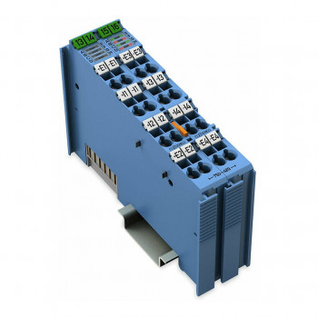 Entrada analógica de 4 canais WAGO 750-489 para sensores RTD e termopares azul