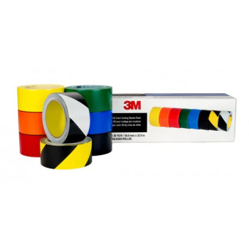 3M 471 Kit inicial de codificação por cores 5S com fita de PVC macia, 6 rolos, várias cores (7100123108)