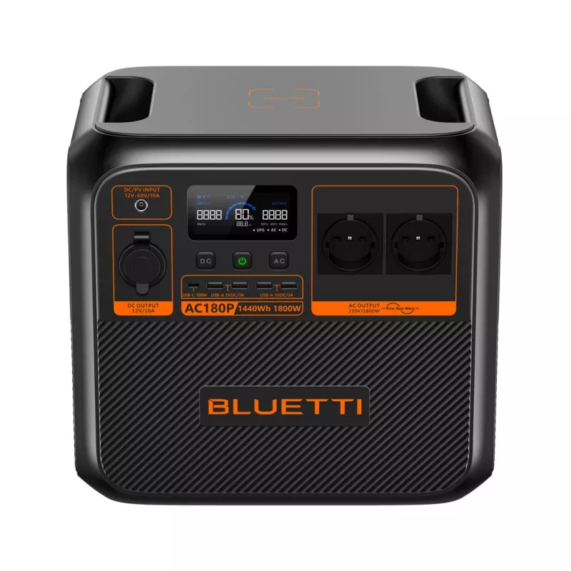 Bluetti AC180P estação de energia portátil, LiFePO4, 36000 mAh, 1800 W, 16 kg