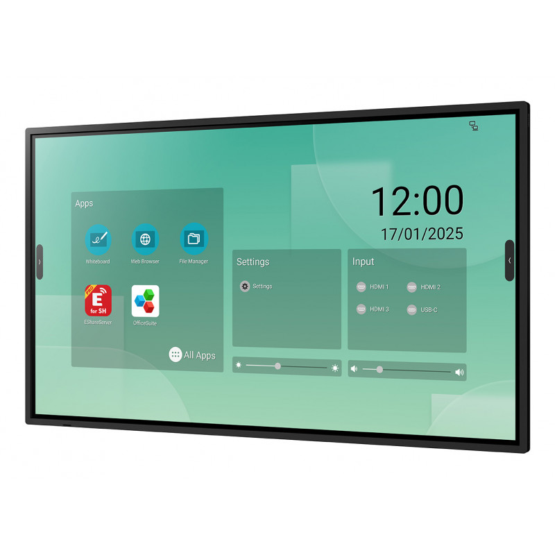 Sharp PN-LM431 ecrã interativo 43 polegadas UHD, série LM, 500 cd/m², toque por infravermelhos, 20 pontos de toque, Android SoC, USB-C, saída HDMI