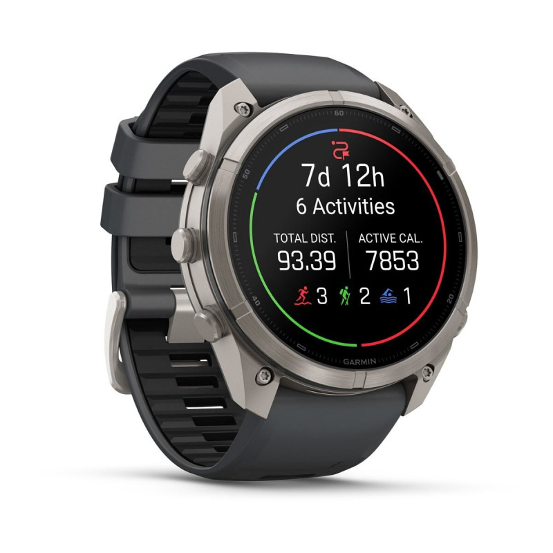 Smartwatch Garmin Fenix 9 Pro – 51mm titânio com bracelete de silicone grafite/preto
