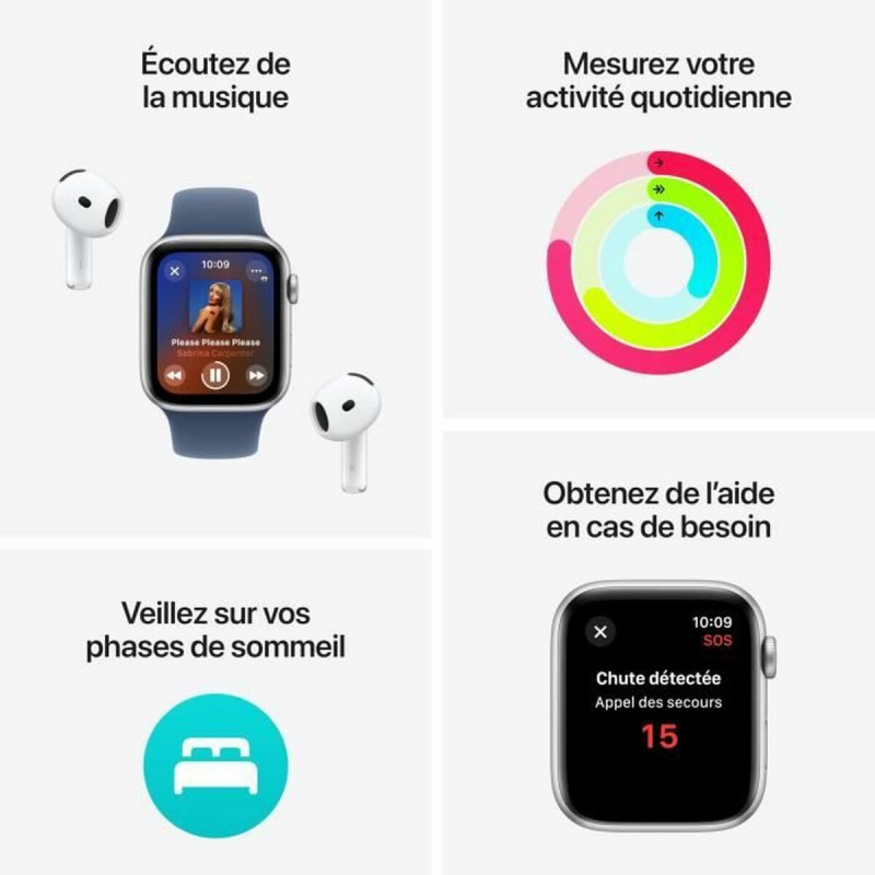 Apple Watch SE (GPS) 40 mm, caixa de alumínio meia-noite com bracelete desportiva meia-noite – S/M