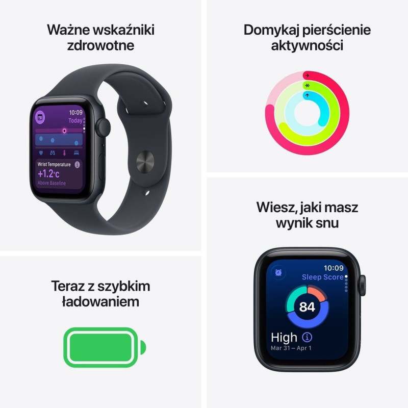 Apple Watch SE 3 (2025) GPS 40mm, caixa de alumínio Starlight, bracelete desportiva Starlight S/M (MEH34)