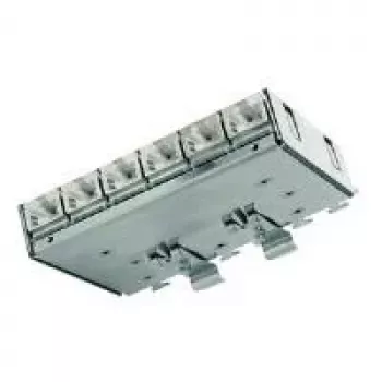 Distribuidor patch Cat.6A Telegärtner (profundo) para calha DIN com adaptador TS, 6x conectores fêmea RJ45 (J02021A0055)