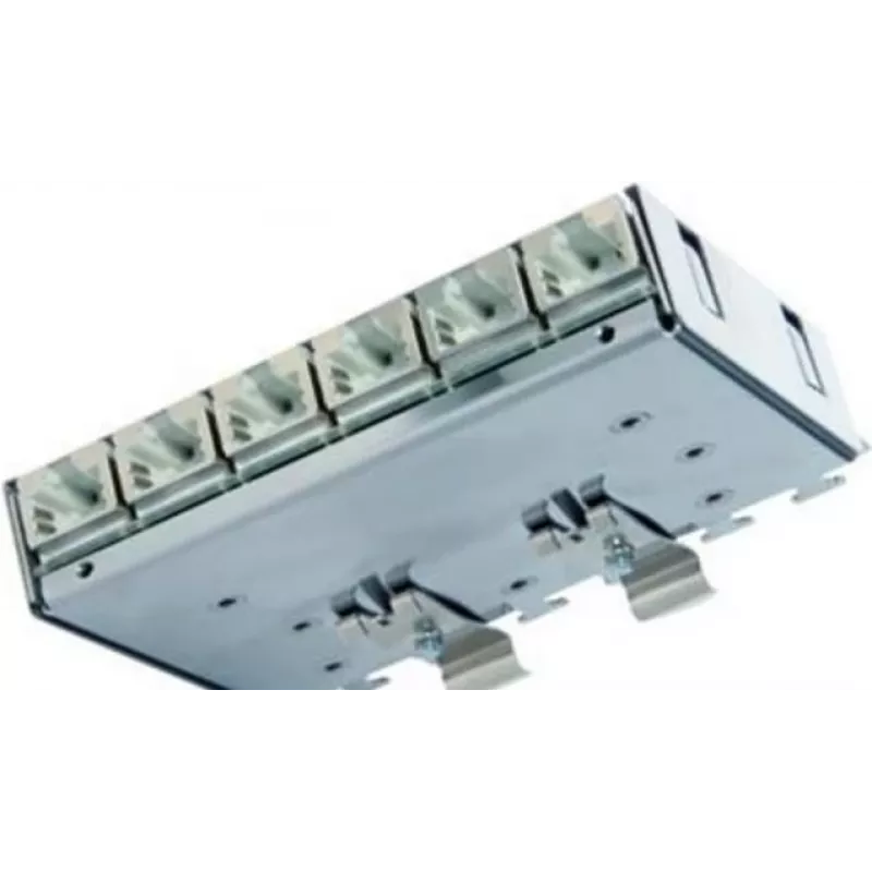 Distribuidor patch Cat.6A Telegärtner (profundo) para calha DIN com adaptador TS, 6x conectores fêmea RJ45 (J02021A0055)