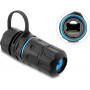 Conector de cabo Delock RJ45 fêmea para RJ45 fêmea Cat.6A com rosca M20 x 1,5 mm e tampa de fecho com caixa IP68 à prova de pó e água (91840)