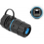 Conector de cabo Delock RJ45 fêmea para RJ45 fêmea Cat.6A com rosca M23.5 x 1.5 mm e tampa com caixa IP68 à prova de pó e água (91841)