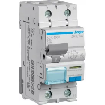 Interruptor diferencial Hager ADA506D 1P+N, 10 kA, B6 A, 30 mA